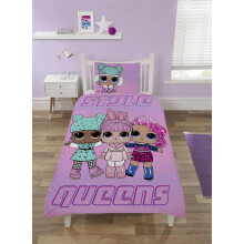 L0L Single Duvet Cover Set ? Reversible Kids Bedding ? Soft Pollycotton Quilt Cover with Pillowcase ? Perfect for Girls Bedroom ? Official LOL