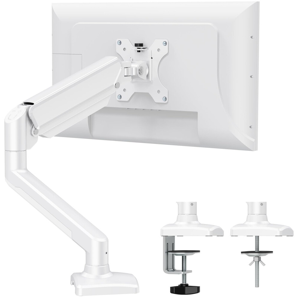 Elived Single Monitor Arm For Most 13-32 Inch Monitors With Vesa 75X75/100X100mm Up To 9Kg, 360? Rotation Gas Spring Arm With C-Clamp And Grommet 6973278304375
