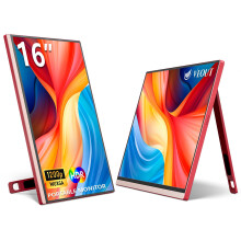 Veout 16 Inch Portable Monitor 1920 x 1200P IPS Laptop Monitor with USB-C Freesync HDMI Gaming Monitor with Kickstand, Available in Four Colors, 1/4