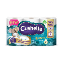 Cushelle Quilted Coconut 50% Longer Lasting Toilet Tissue 6 Equals 9 Regular Rolls