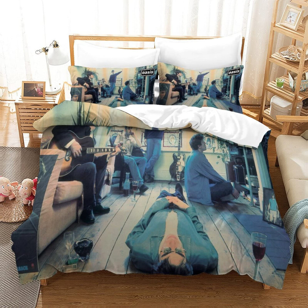 Kuokuo Oasis Band Fashion 3D Duvet Cover Set Microfibre Soft Quilt Covers Easy Care Hotel Quality Bedding Sets with Pillowcase 3Pcs Set
