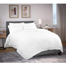 Crescent Textile 800 Thread Count 100% Pure Egyptian Cotton Luxurious Bedding Oxford Duvet Cover Set With Pillowcases (White, Double: (200x200+5cm) +