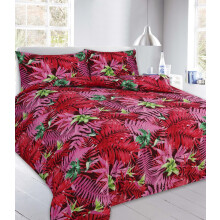 Goldstar? Abby Red Super King Duvet Quilt Cover Floral Leaf Bedding Set