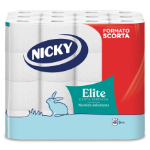 Nicky Elite 48 Rolls of Toilet Paper, 150 Soft Sheets, 3-Ply Soft and Resistant to Contact with Skin, Dermatologically Tested, 100% FSC? Certified