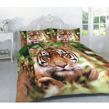 3D Animal Print Bedding Duvet Cover Sets PillowCases King Size Double Single (Jungle Tiger Duvet Cover, Single)