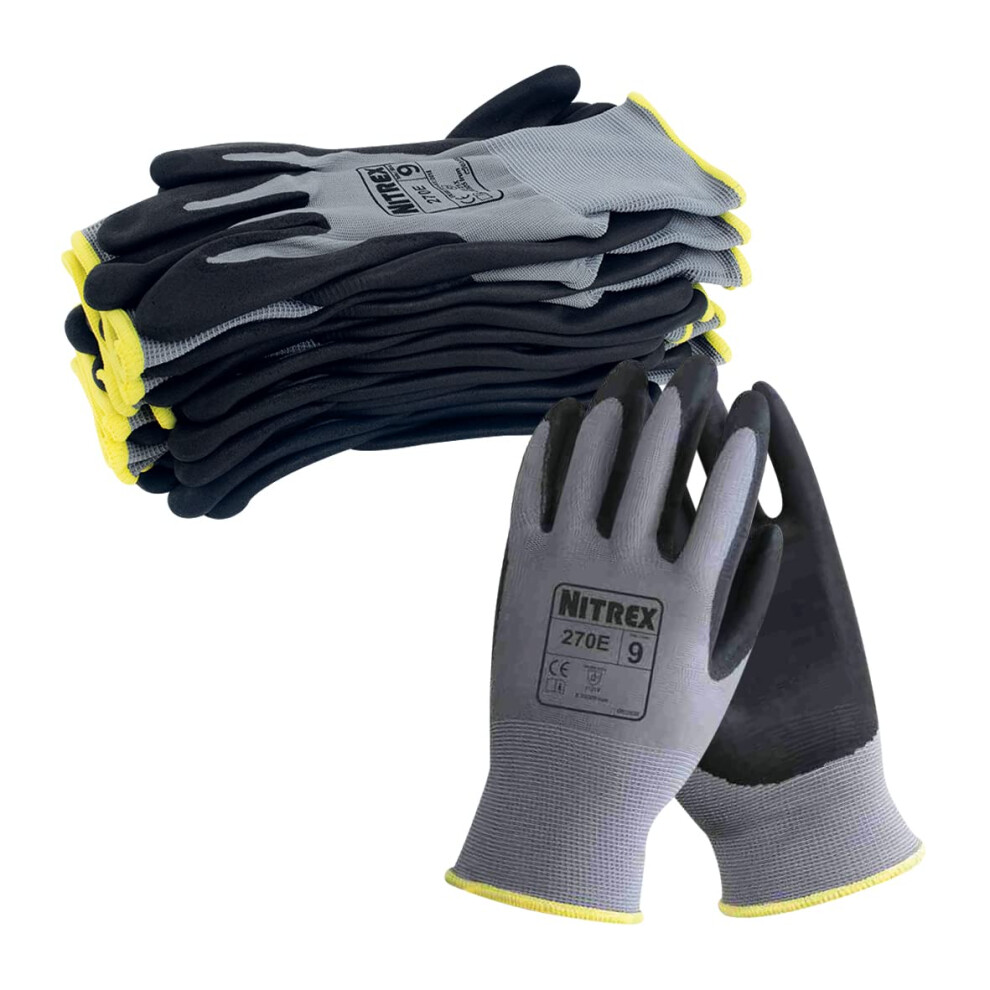 Nitrex 270E Work Gloves ? Pack Of 10 | Safety Gloves With Enhanced Grip | Protective Workwear For Various Workplace Hazards | Size 7 8435140702224