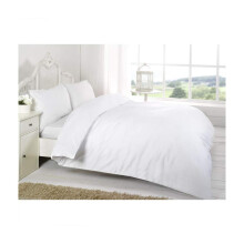 Polycotton Duvet Quilt Cover Set With Matching Pillowcases Plain Dyed Bedding King Bed Size, White