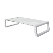 Trust Monta Support de Moniteur, Support Écran PC en Verre Trempé Réhausseur d'Écran Ergonomique - Blanc