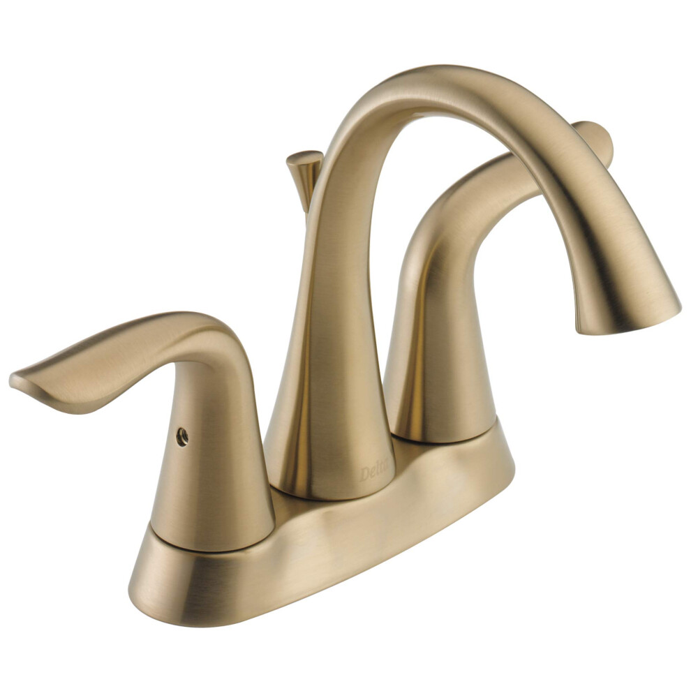 Photos - Tap Delta Faucet Lahara Gold Bathroom Faucet, Centerset Bathroom Faucet, Diamond Seal Technology, Metal Drain Assembly, Champagn 