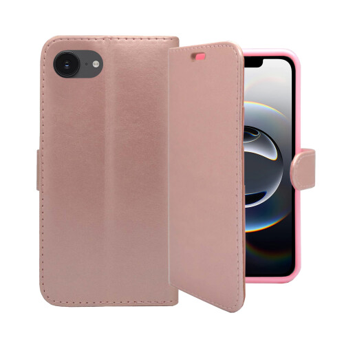 (Rose Gold) For Apple iPhone 16e Wallet Flip PU Leather Phone Case 2