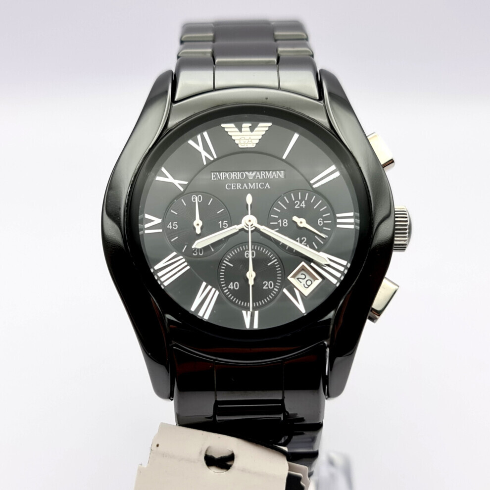NEW GENUINE EMPORIO ARMANI AR1400 BLACK CERAMIC DIAL 43MM MEN'S WATCH