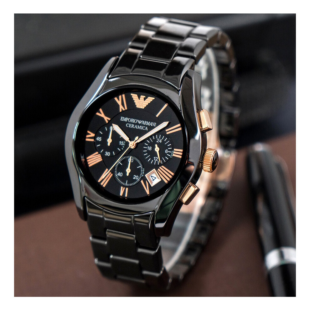 Armani Emporio Ar1410 Mens Watch Black Strap Black Dial Black Case