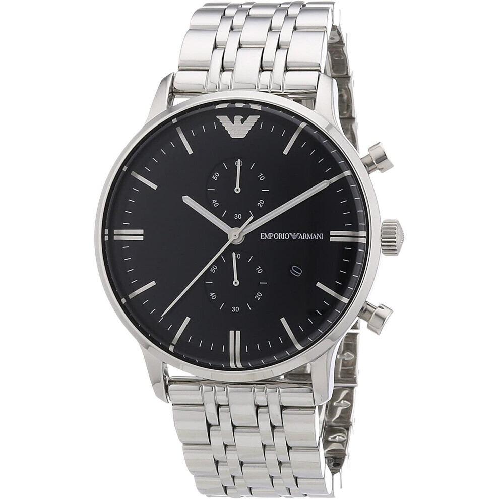Emporio Armani AR0389 Men's Chronograph Watch - 43mm Stainless Steel, Analog Quartz, 50m Water Resistant