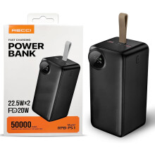 Recci Portable Power Bank 45W 50,000mah Capacity, Travel, Camping, Fast Charging, High Capacity Long-lasting Power Bank for iPhone, iPad, Samsung