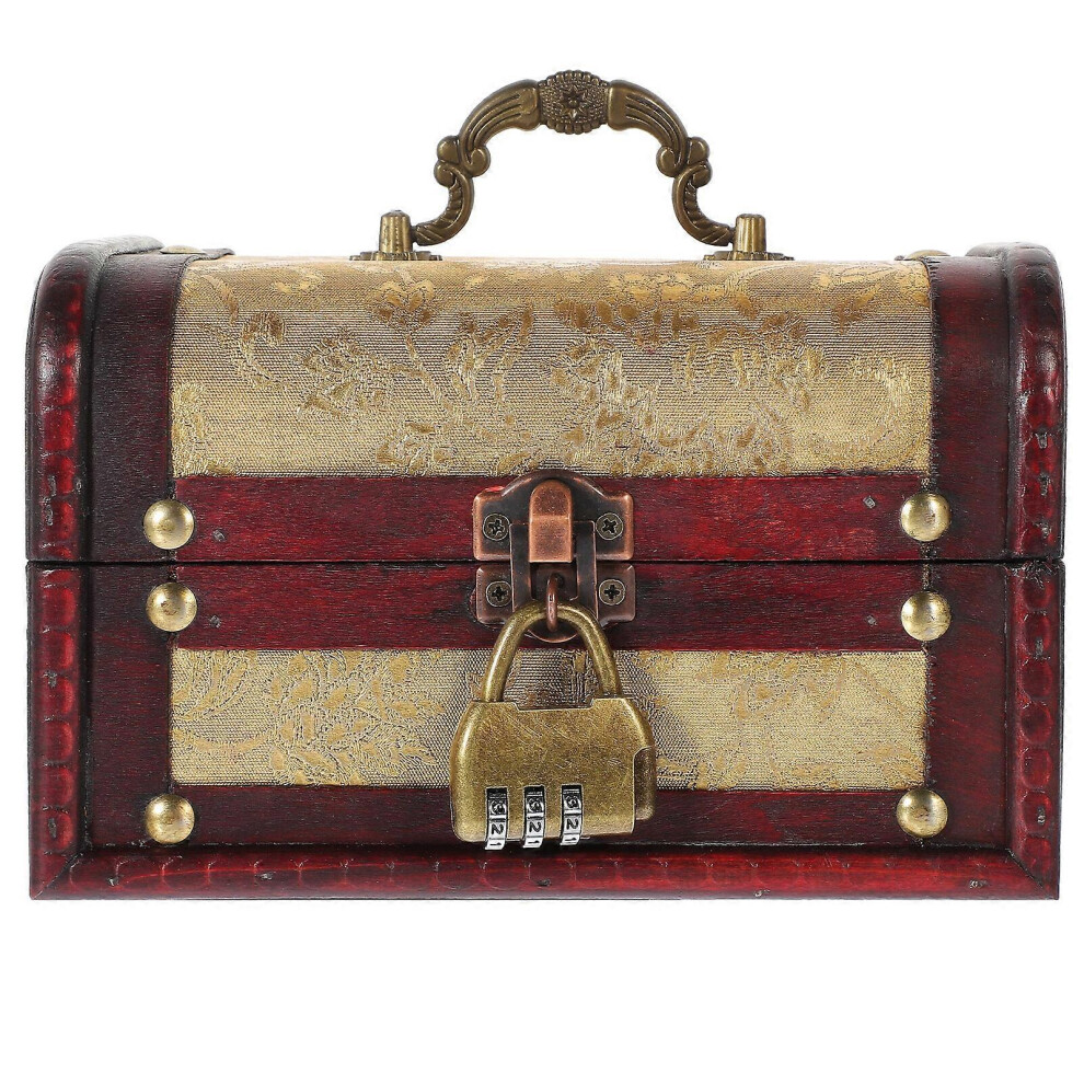 Kricely (As Show, One Size) Wooden Treasure Box Jewelry Storage Case Trinket Box Photo Prop Retro Jewelry Case