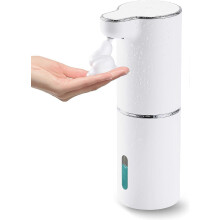 (As show, One size) LINJOU Foam Automatic Soap Dispenser Electric, No-Touch Sensor Soap Dispenser Wall Mounted Hand Soap Dispenser(White)