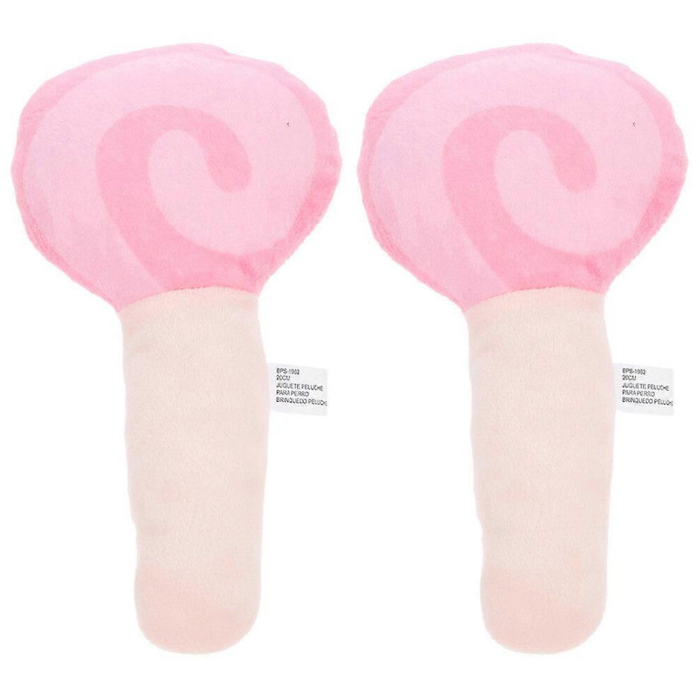 Kricely (As Show, One Size) 2Pcs Puppy Teething Toy Plush Lollipop Shape Dog Molar Plaything Pet Dog Squeaky Toy Cartoon Toy