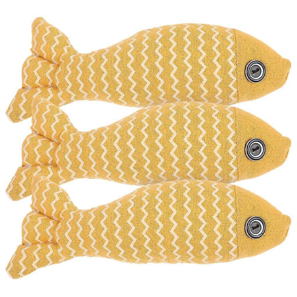 Kricely (As Show, One Size) 3Pcs Cat Non-Woven Stuffed Fish Toy Interactive Toys Cat Chewing Toy Cat Teaser