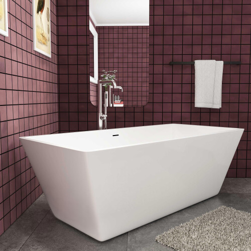 AICA Freestanding Double Ended Bath 1700x800mm Integral Waste & Overflow 1