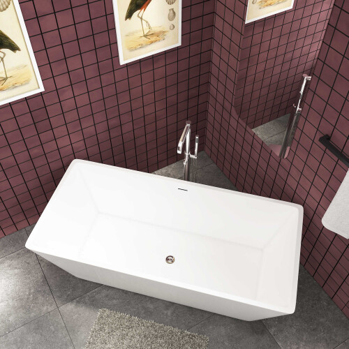 AICA Freestanding Double Ended Bath 1700x800mm Integral Waste & Overflow 2