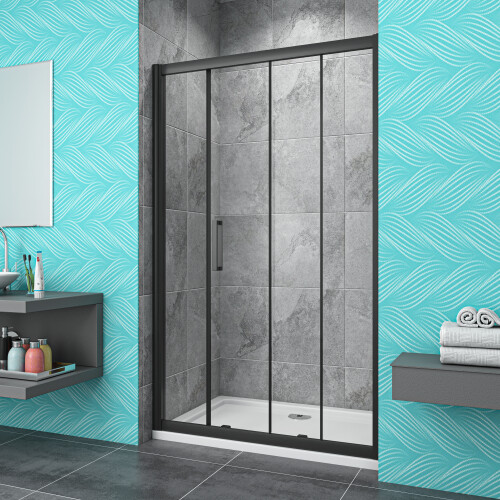 (1000mm) Black Frame 8mm Glass Sliding Shower Enclosure 2