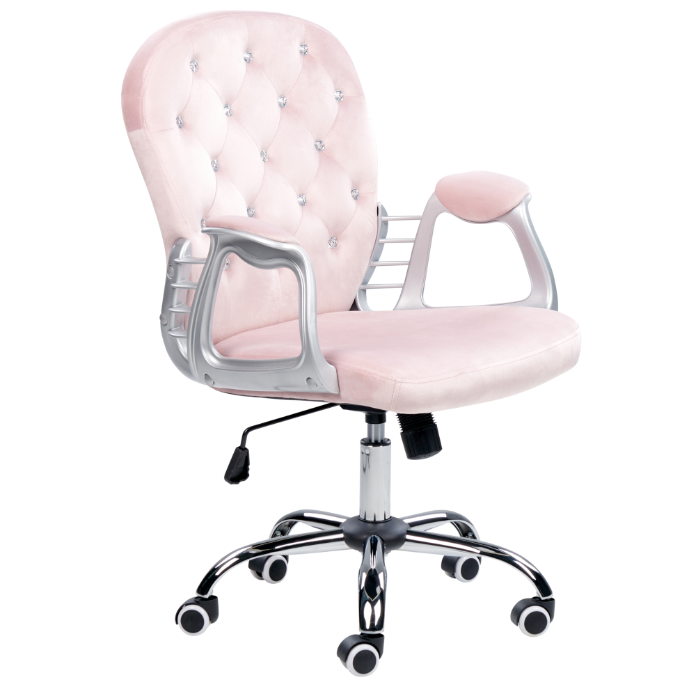 Desk Chair Swivel PRINCESS Velvet Pastel Pink