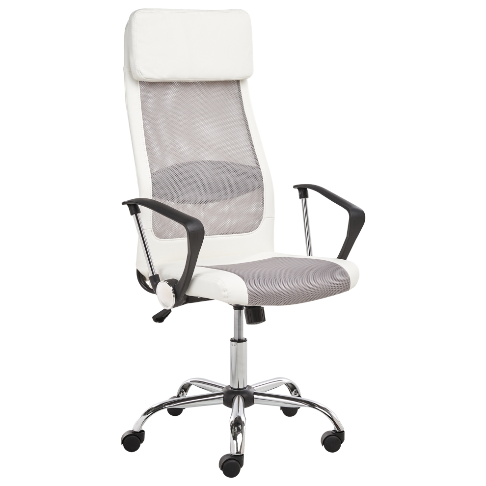 Office Chair Swivel PIONEER Faux Leather White