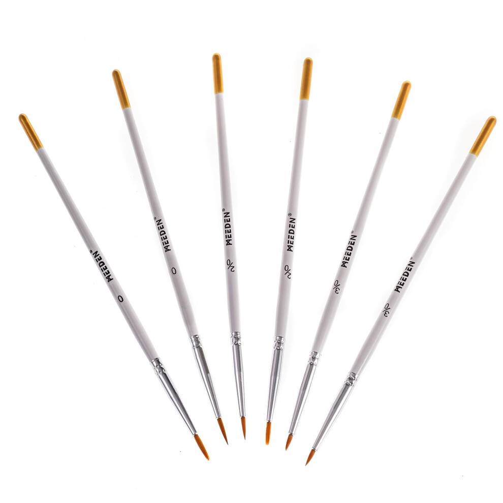 Meeden Miniature Detail Paint Brushes - 2/0 3/0 0 Small Fine Tip Paintbrush Set For Acrylic Watercolor Painting - Modle Paint Brush For Craft Nail