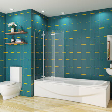 1000x1400mm 3 Fold Folding Bath Shower Screen Modern Hinge Glass Panel