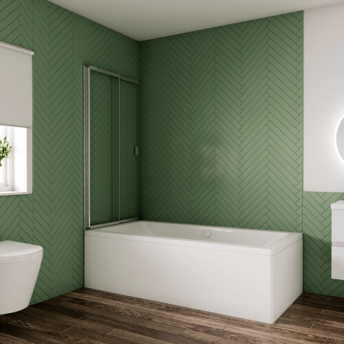 800x1400mm Over Bath Sliding Shower Screen Straight Framed Glass Panel 2