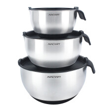 Avacraft 18/10 Bols a melange en acier inoxydable avec des couvercles Bols de base en silicone non glissant avec manchette de handle ensemble ave