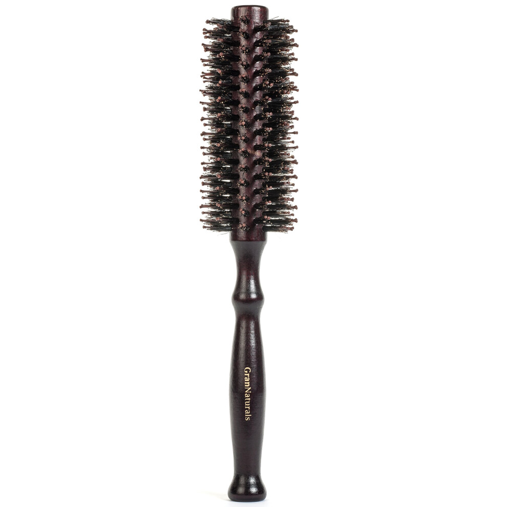 Grannaturals Boar Bristle Round Styling Hair Brush - 1.75 Inch Diameter - Blow Dryer & Curling Roll Hairbrush With Natural Wooden Handle For Women And Men - Used