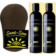 Tan Physics True Color Sunless Tanner  8 Fl oz (Pack of 2) withTanning Mitts by Sans-Sun - Self Tanner - Sunless Tanning Lotion - Self Tanne