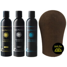 Autobronceador sin sol Tan Physics True Color con guante bronceador - Exfoliante, extensor y bronceador todo en uno con guante bronceador de Sans