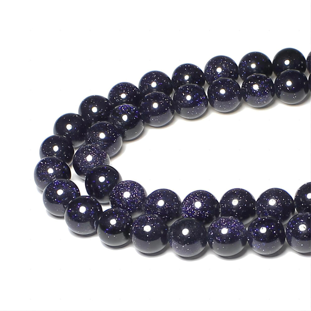 Perline Di Pietra Naturale Mjdcb, Perline Rotonde Sciolte In Pietra Arenaria Blu Per La Creazione Di Gioielli Fai Da Te, Braccialetti E Collane (-image