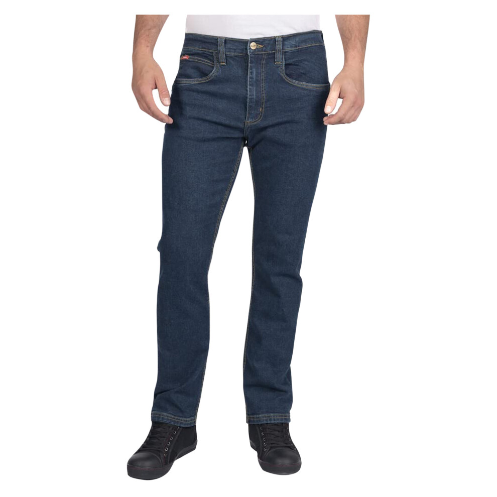 (34R, Navy Blue) Lee Cooper Mens Stretch Straight Leg Work Jeans-image-OPC-PG9WQMH-NEW
