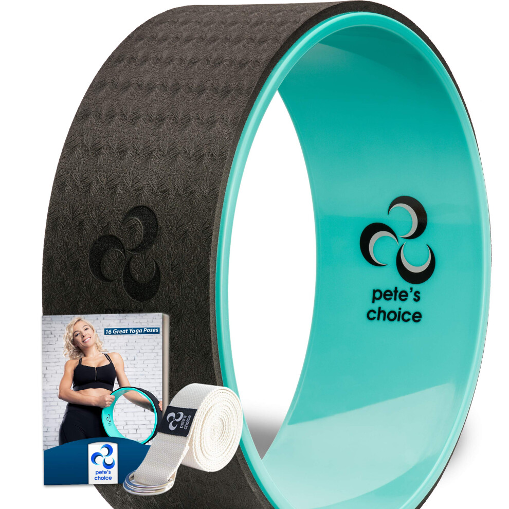 Yoga Wheel with eBook & Yoga Strap - comfortable & Durable Yoga Balanc