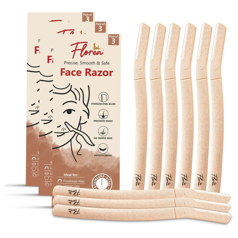 Floren Face Razor For Women |Smooth Effortless Facial Hair Removal |Suitable For Peach Fuzz, Chin, Upper Lips, Eyebrows |Dermaplaning Tool |Pack Of 3-image-OPC-PG9WSVN-NEW