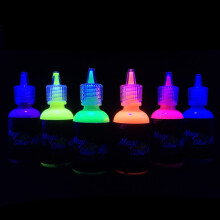 6 bottiglie da 1 oz ciascuna] Vernice fluorescente al neon reattiva alla luce nera per il corpo - Sicura per la pelle - Lavabile - Atossica - Kit
