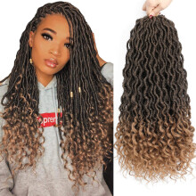 Karida Faux Locs Crochet Coiffes 18 pouces 8 Packs Pre-boucle Deesse Locs Crochet Hair Crochet Crochet Faux Locs avec des extremites bouclees Boh