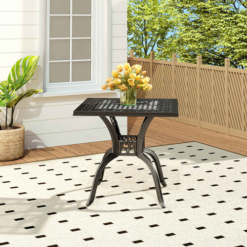 Living And Home Black Cast Aluminum Outdoor Dining Table 1