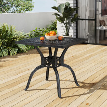 Garden Sanctuary Cast Aluminium Square Outdoor Dining Table, Black