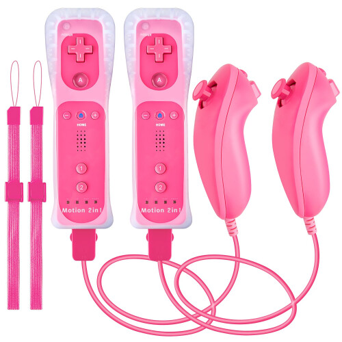 2Pack Motion Plus Wii Remote Controllers with Nunchucks