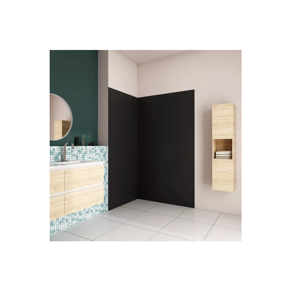 (1000x1000mm) Black Aluminum Shower Wall Panels (2Pcs)
