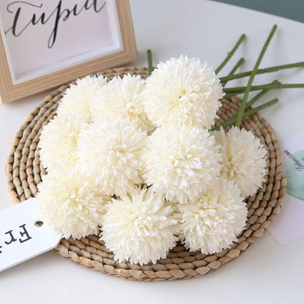 Kunstliche Blumen, Chrysanthemen-Ballblumen, Blumenstrauss, 10 Stuck, Geschenk Fur Wichtige Personen, Glorreiche Moral, Fur Partys Im Homeoffice,-image
