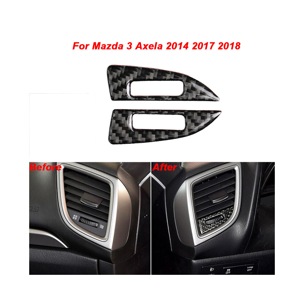 2Pcs Carbon Fiber Interior Air Vent Trim Cover Dashboard Sticker Compatible For Mazda 3 Axela 2014 2017 2018 Car Accessories Interiors 9036185773546