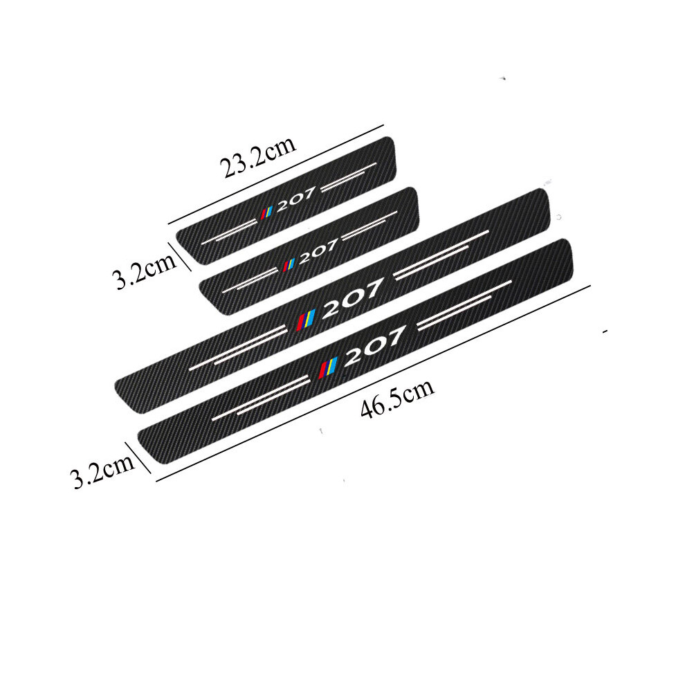 4Pcs Carbon Fiber Car Door Sill Sticker Compatible For Peugeot 207 Auto Accessories 9036185774284
