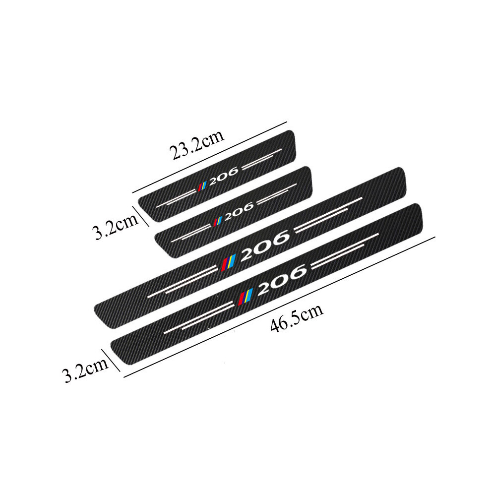 4Pcs Carbon Fiber Car Door Sill Sticker Compatible For Peugeot 206 Auto Accessories 9036185774246