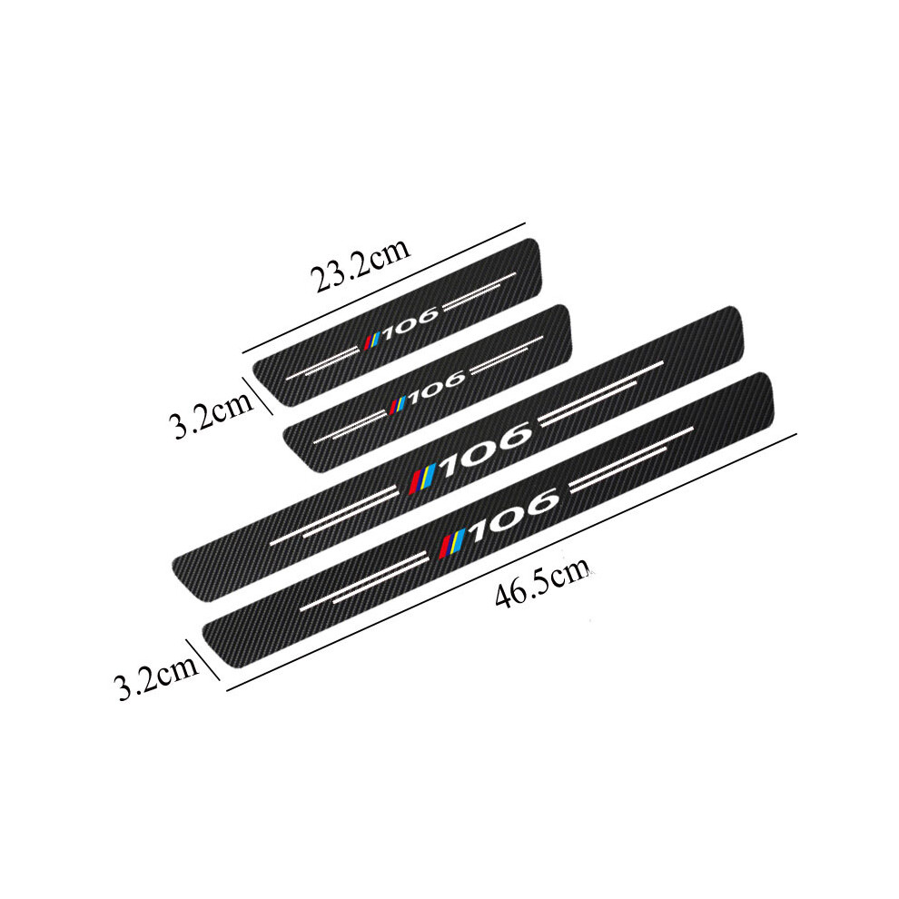 4Pcs Carbon Fiber Car Door Sill Sticker Compatible For Peugeot 106 Auto Accessories 9036185774260