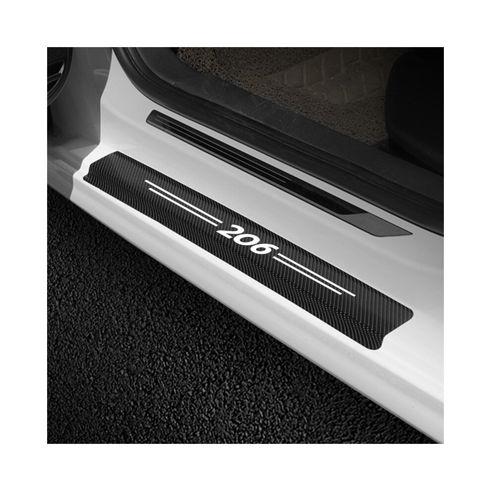 4Pcs Car Scuff Plate Door Sill Panel Protector Stickers 3D Carbon Fiber High Quality Door Sill Decal Compatible For Peugeot 206 Accessories 9036185774390